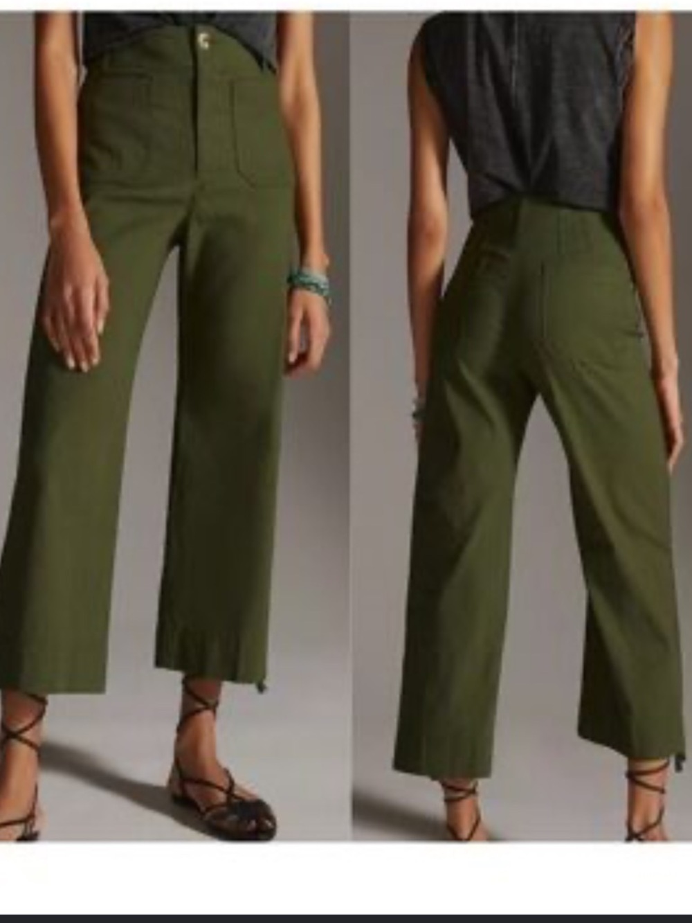 Anthropologie Maeve Collette Olive High-Rise Wide-Leg Pants